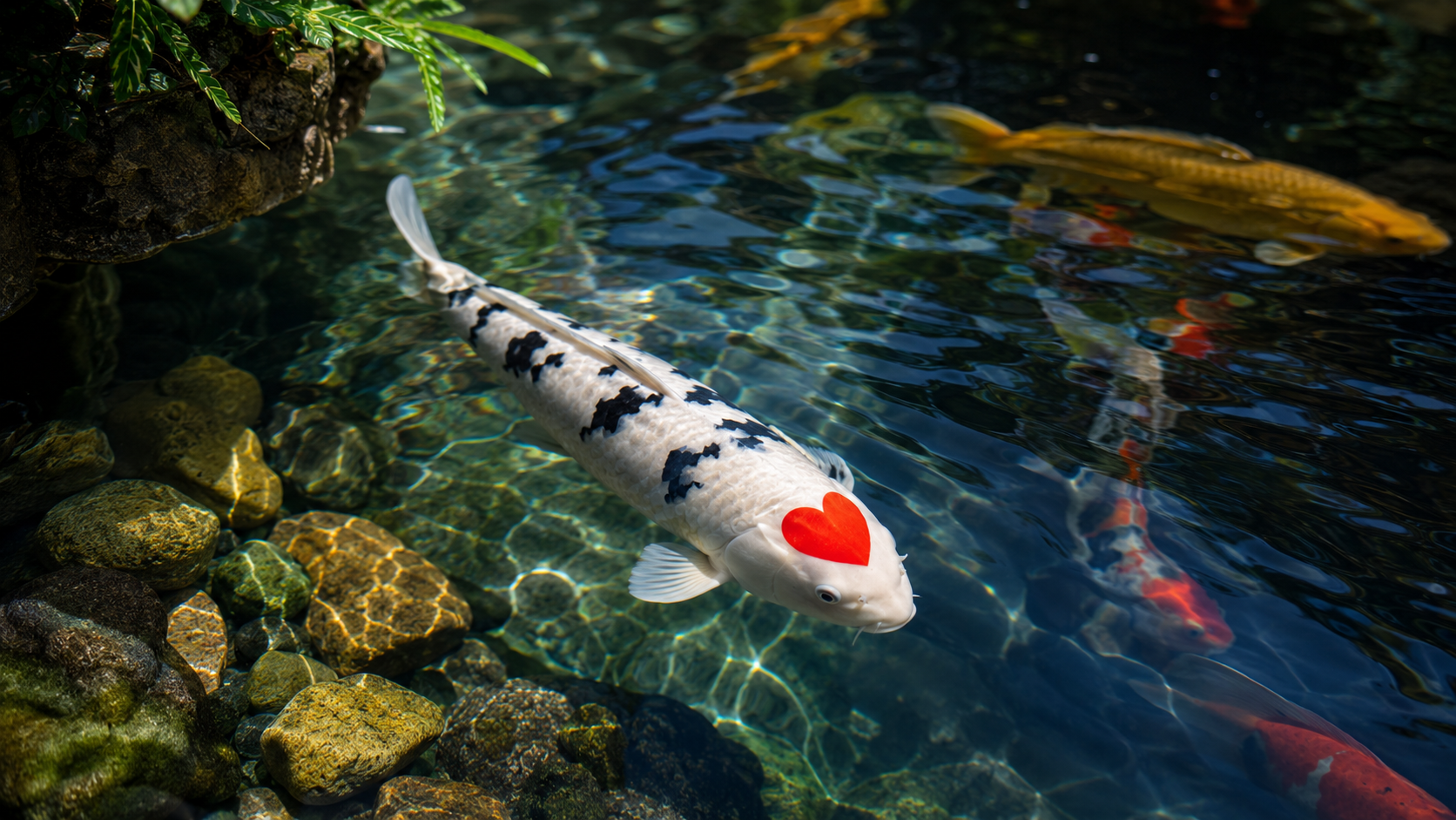 Unboxing a rare koi fish with a heart-shaped marking
