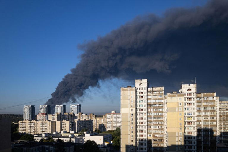 Smoke rises over Kyiv after Russian attacks