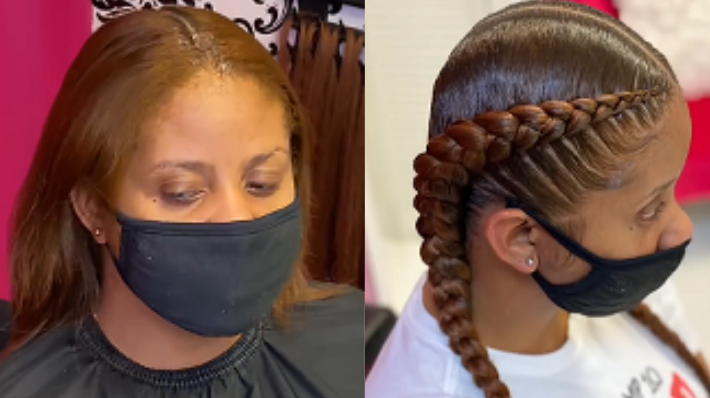 Two feed in braids with a color worth noticing