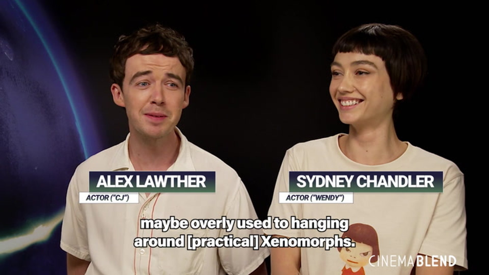Nibbling a celery stick. 'Alien Earth's' cast filmed with practical ...