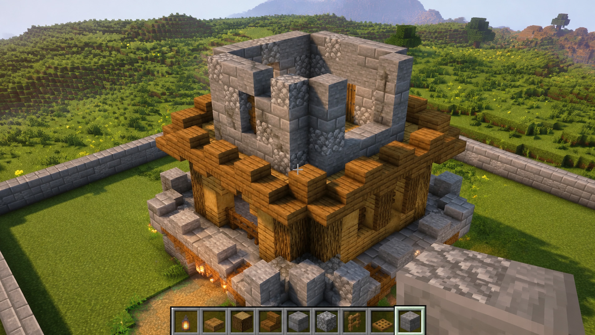 Easy Minecraft base tutorial with stone and wooden features