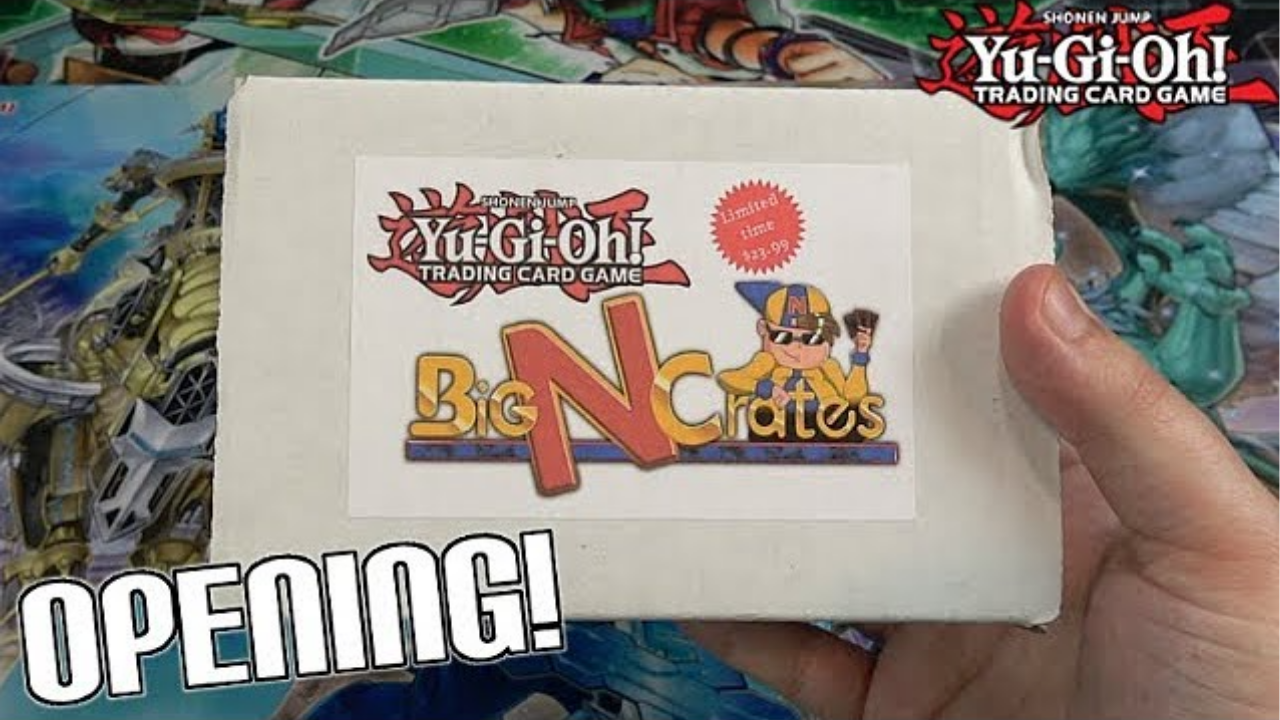 A mystery Yu-Gi-Oh crate packed with random booster packs