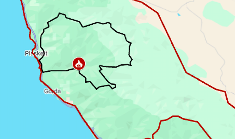 Map: Plaskett Fire evacuation now bordering on San Luis Obispo County