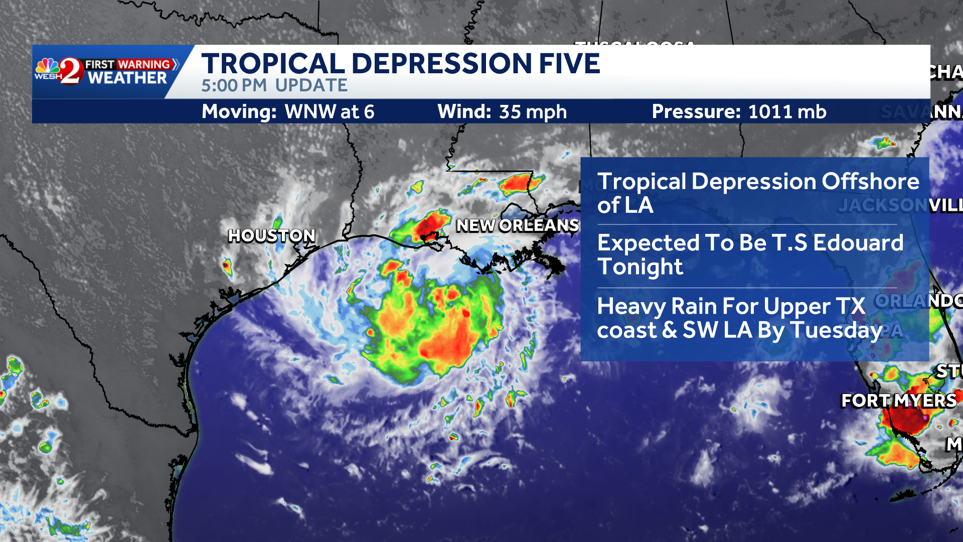 System upgraded to tropical depression five in Gulf