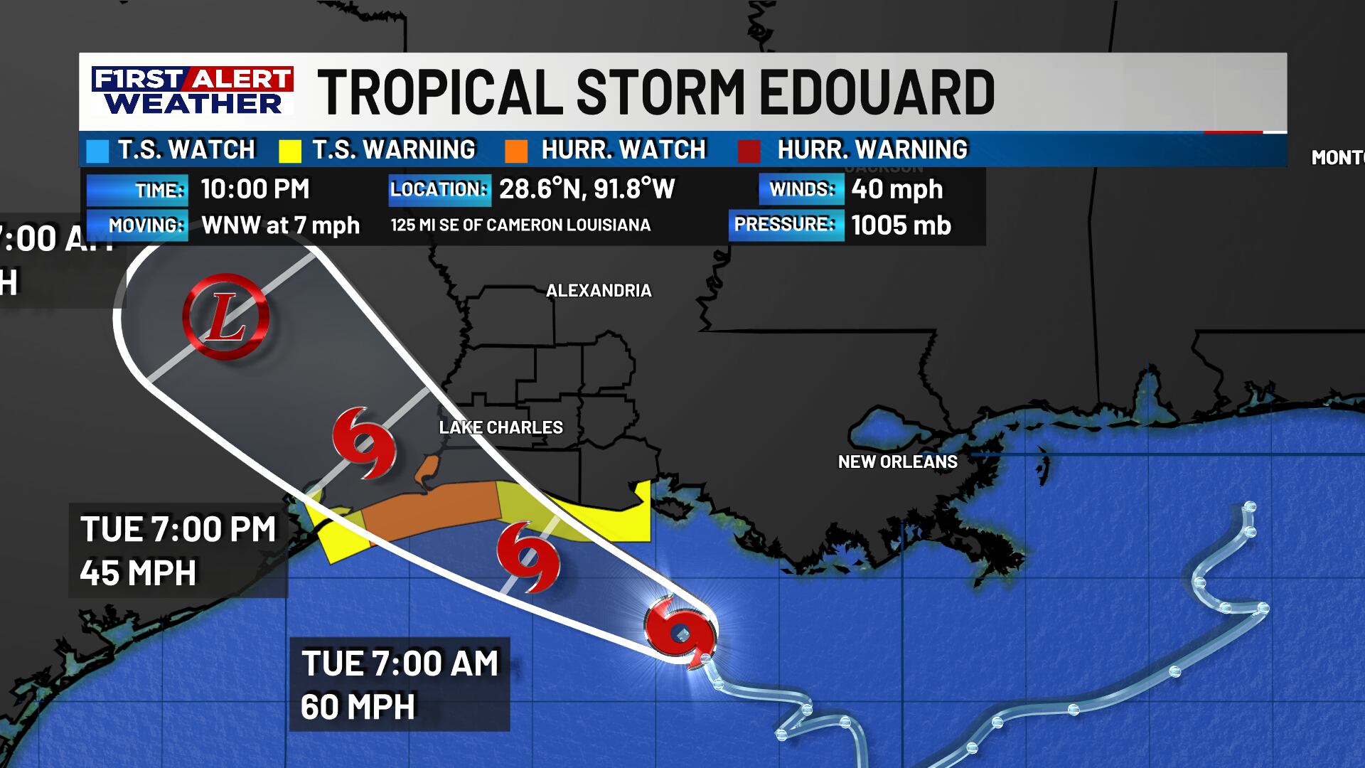 First alert forecast: Tropical Storm Edouard still a minimal tropical storm, but could strengthen overnight