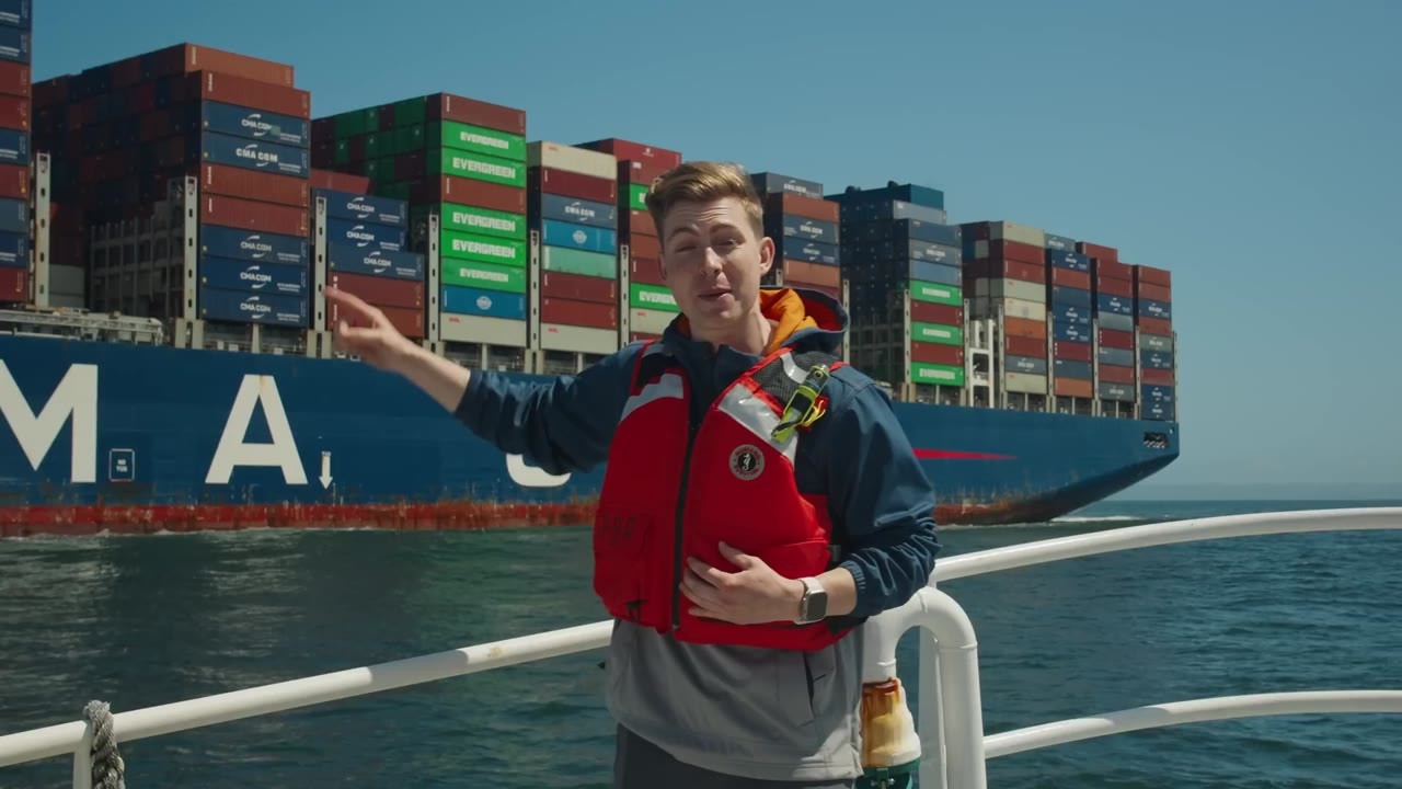 This pilot climbed onto a moving 150,000-ton cargo ship - then took control