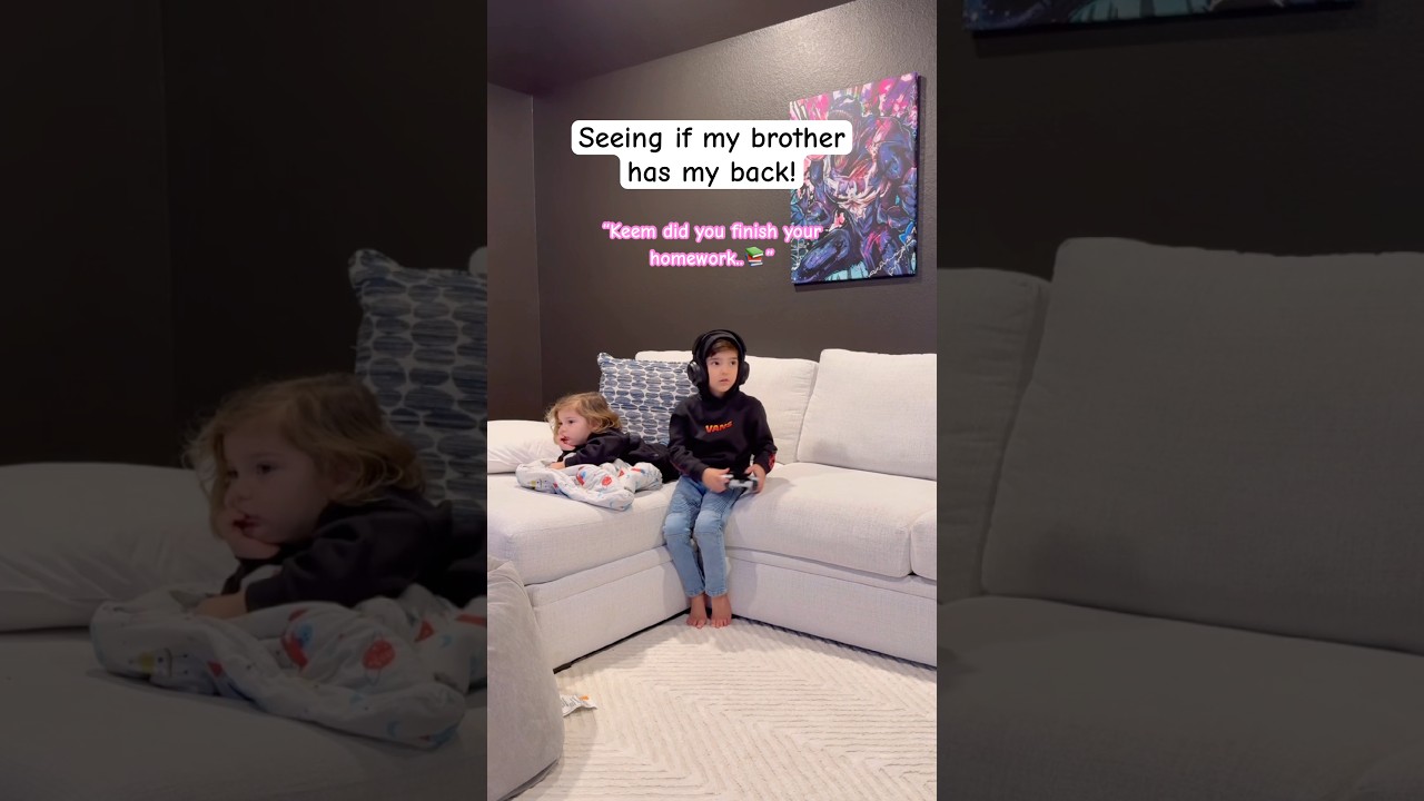 Young boy tests brother about secret gaming