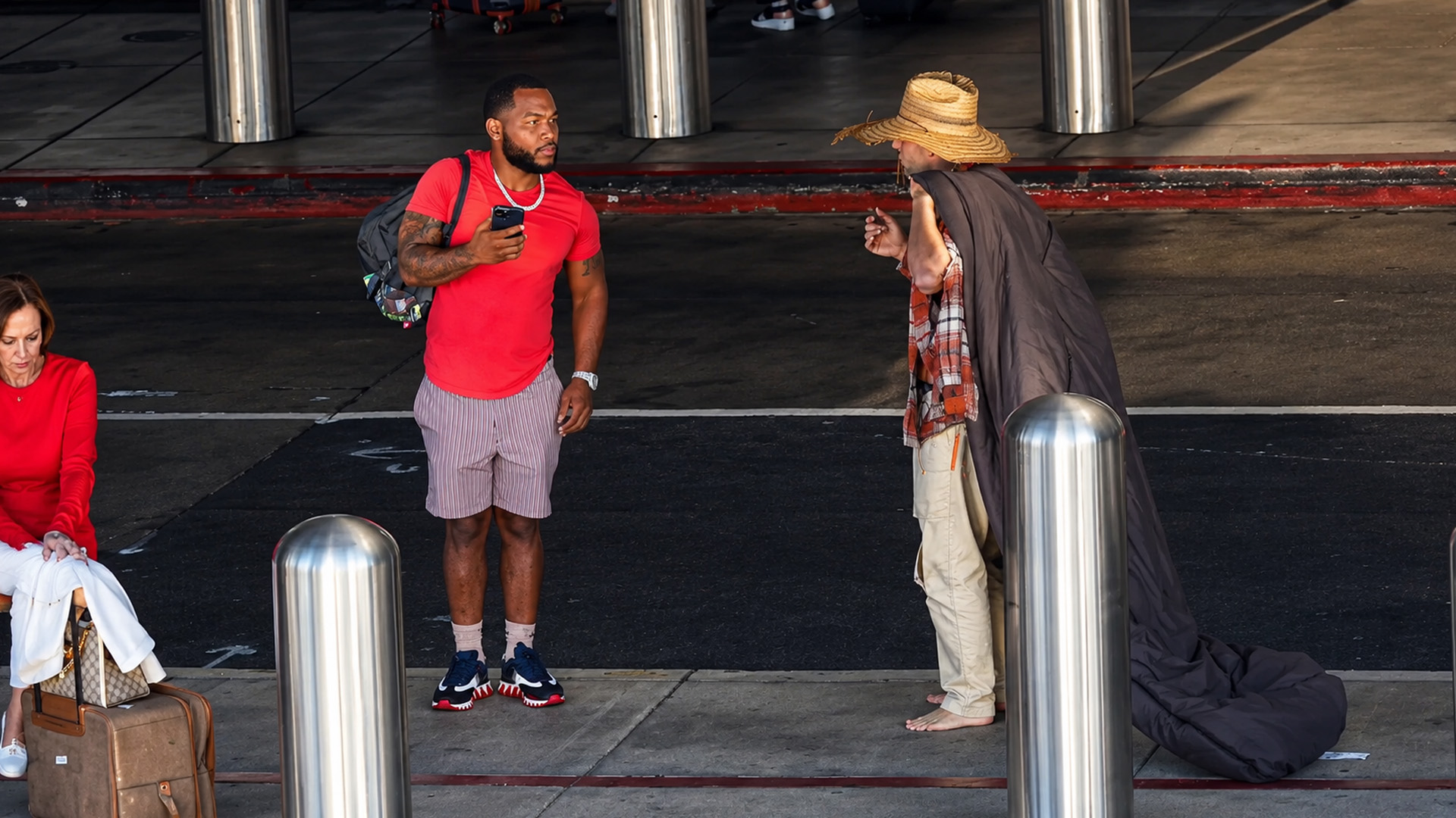 Airport homeless prank ends with a supercar surprise