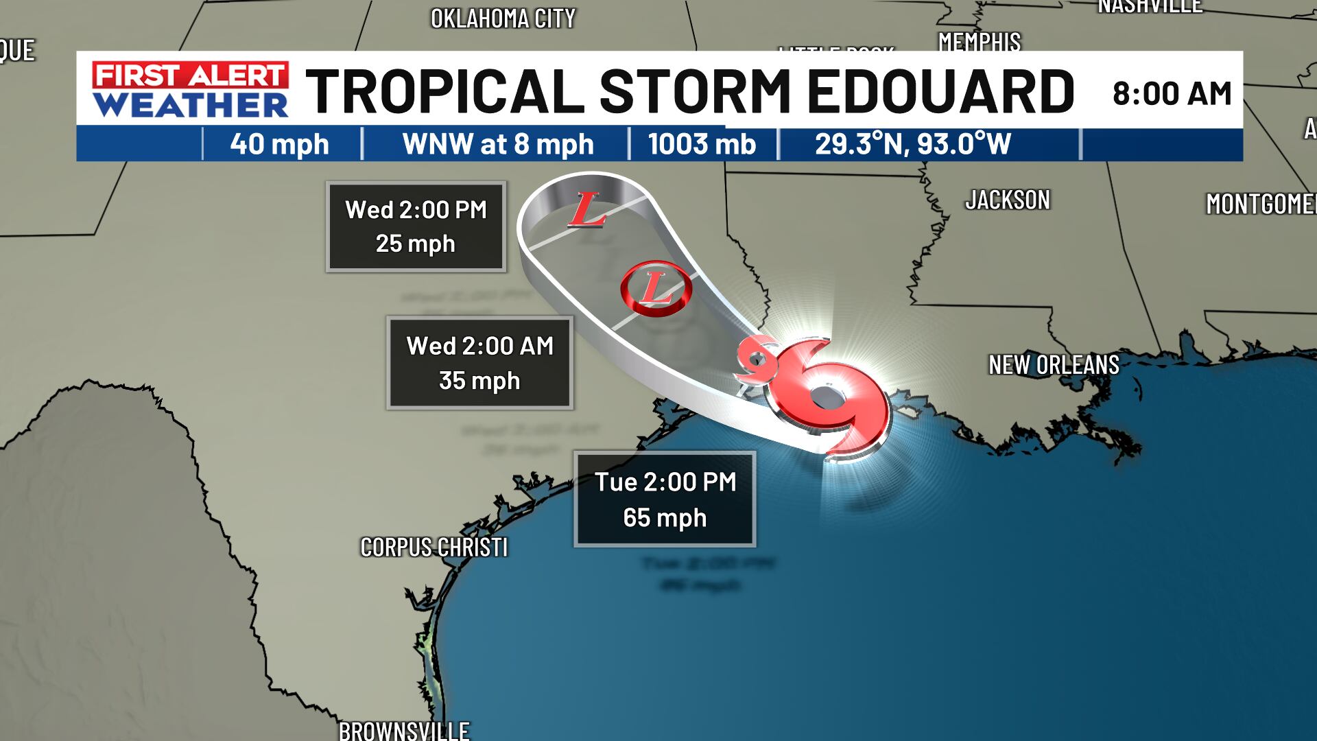 First alert: Tropical Storm Edouard will make landfall today
