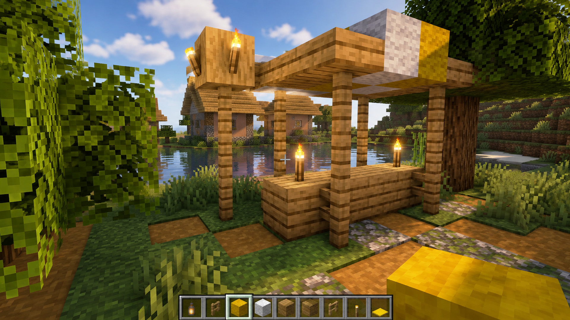 This simple market stall adds life to any Minecraft village
