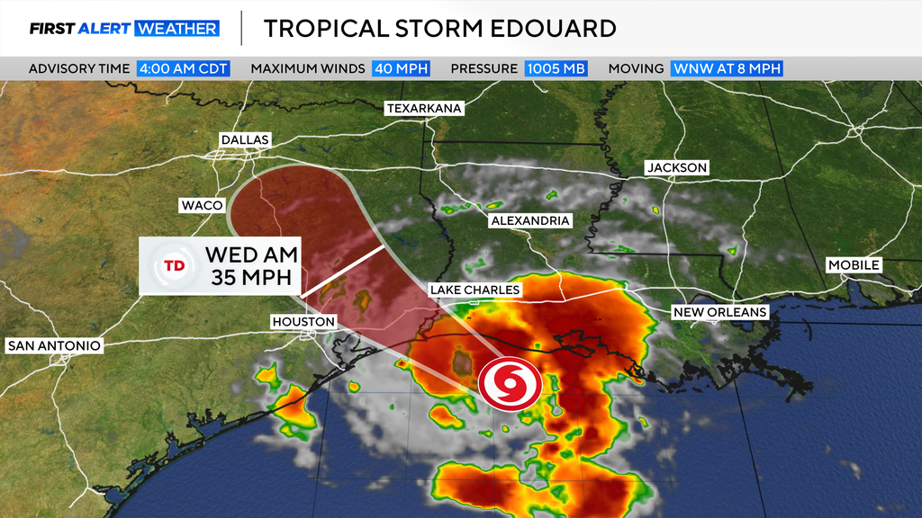 Will Tropical Storm Edouard impact North Texas and the DFW area? A look at its path.