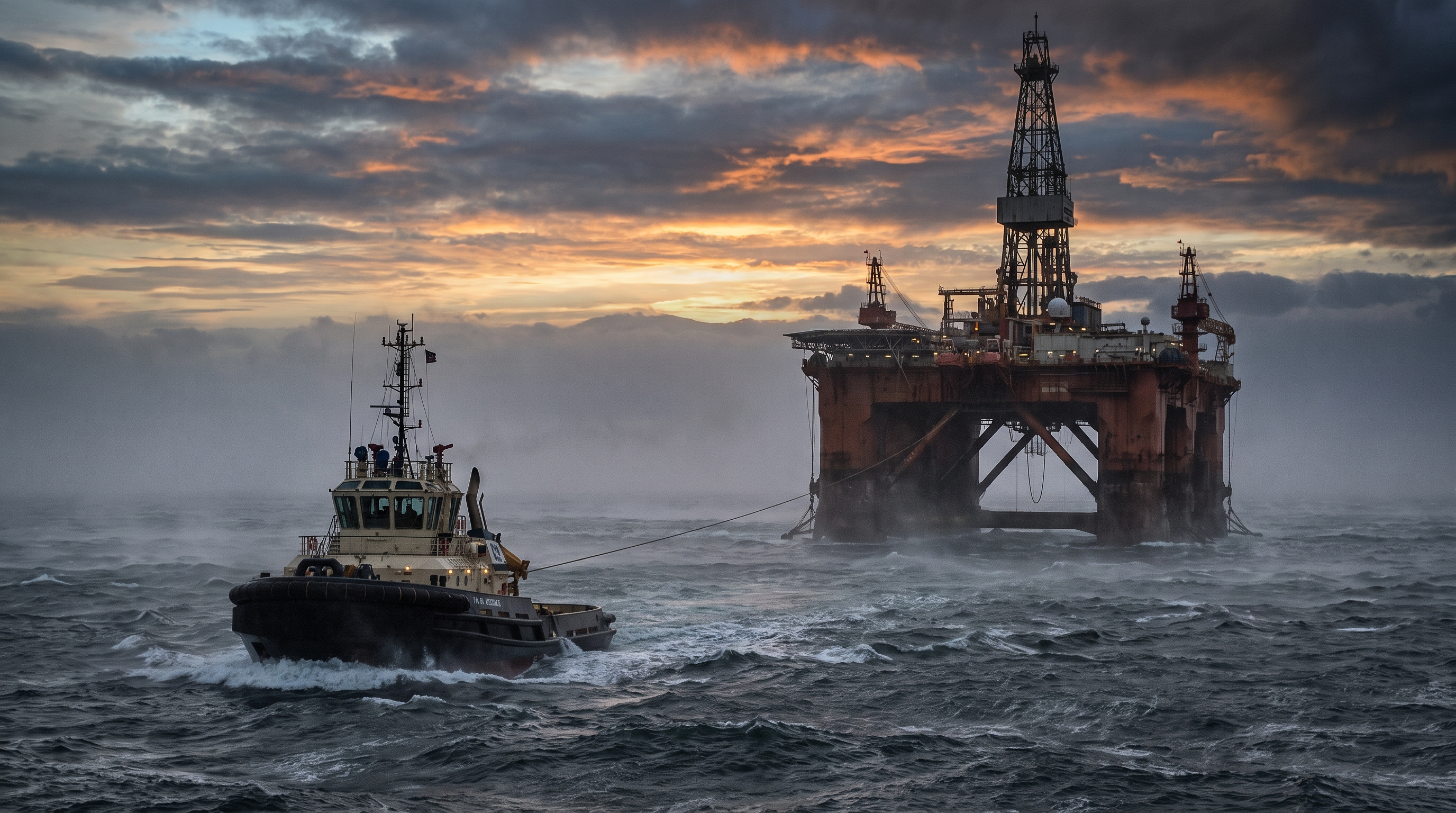 One Tugboat Tows A 31000 Ton Oil Rig Across Three Oceans