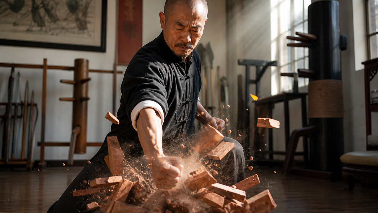 Kung fu master’s brick-breaking fist overwhelms karate fighter in ...