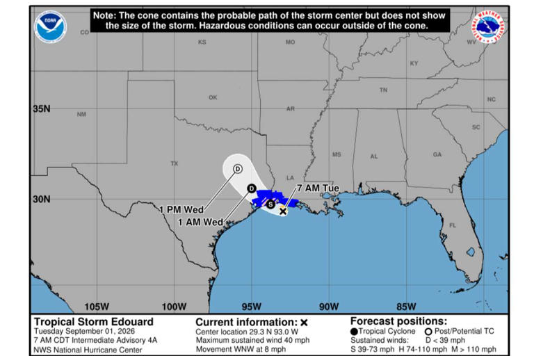 Where is Tropical Storm Edouard now? Track its path toward Texas