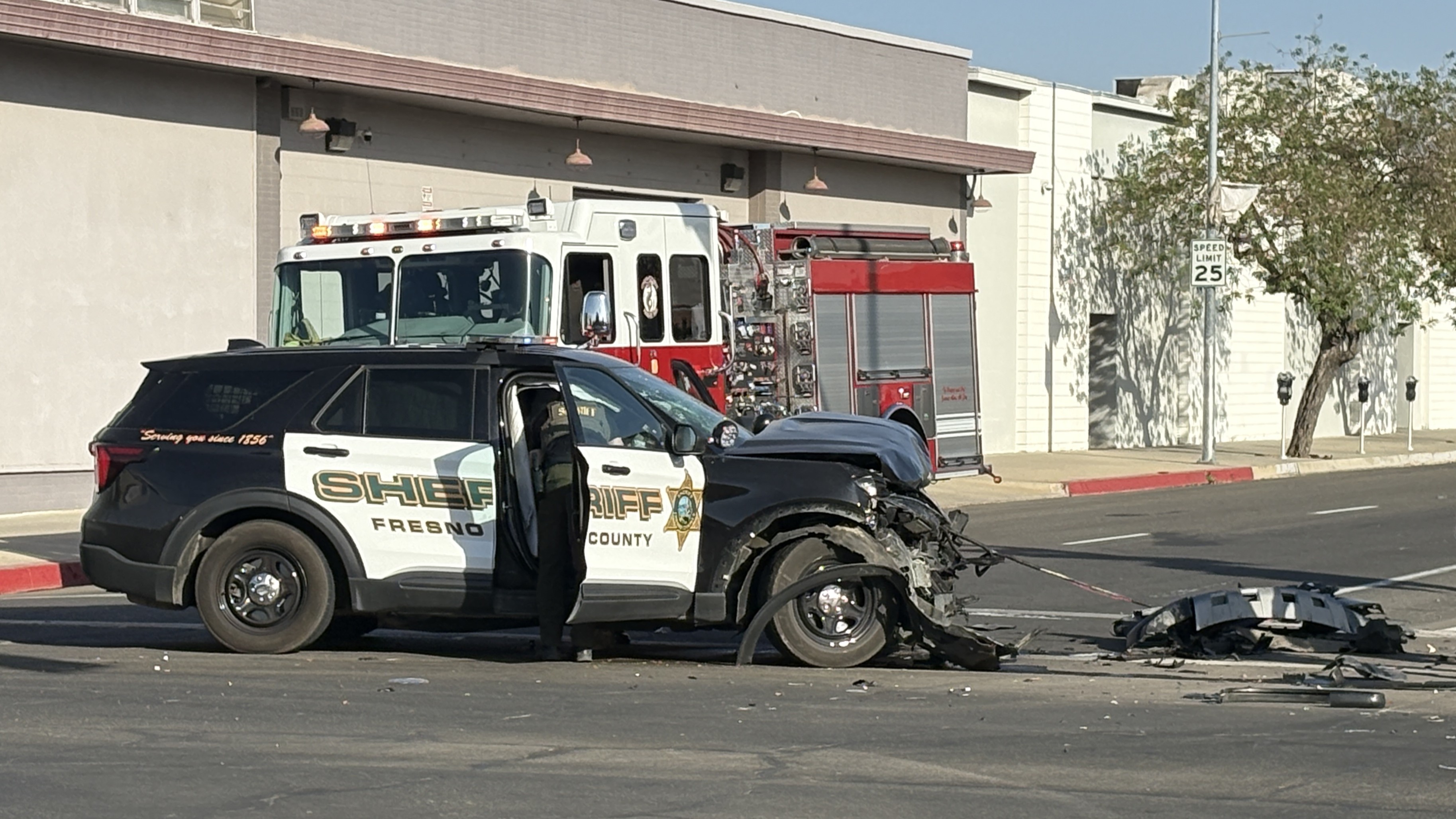 Fresno County deputy patrol vehicle and FAX bus involved in crash in downtown Fresno