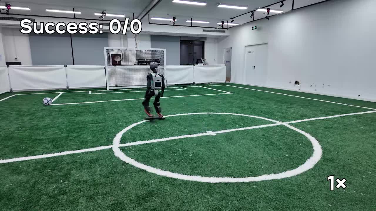 Humanoid robot scores goal against human goalkeeper in soccer match