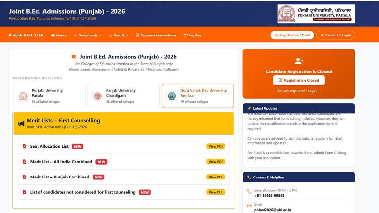 Punjab BEd round 1 cutoff 2026: Science, commerce see strong ...