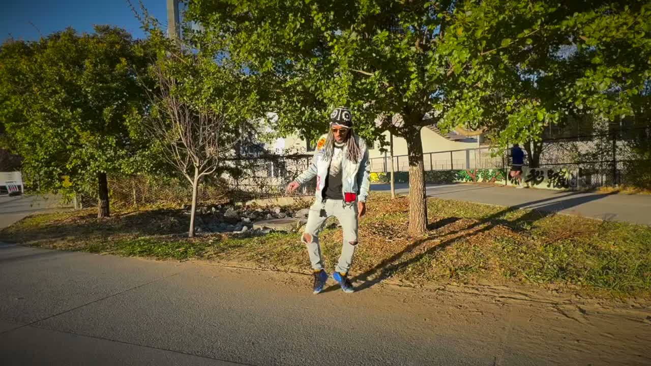 Subtle robot dance moves in the park