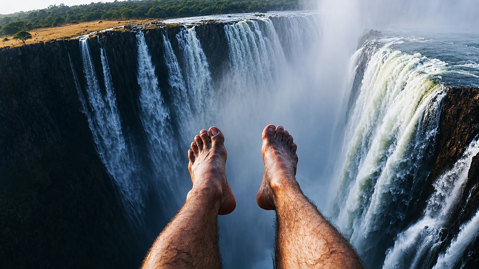 This pool sits on the edge of one of the world's largest waterfalls ...