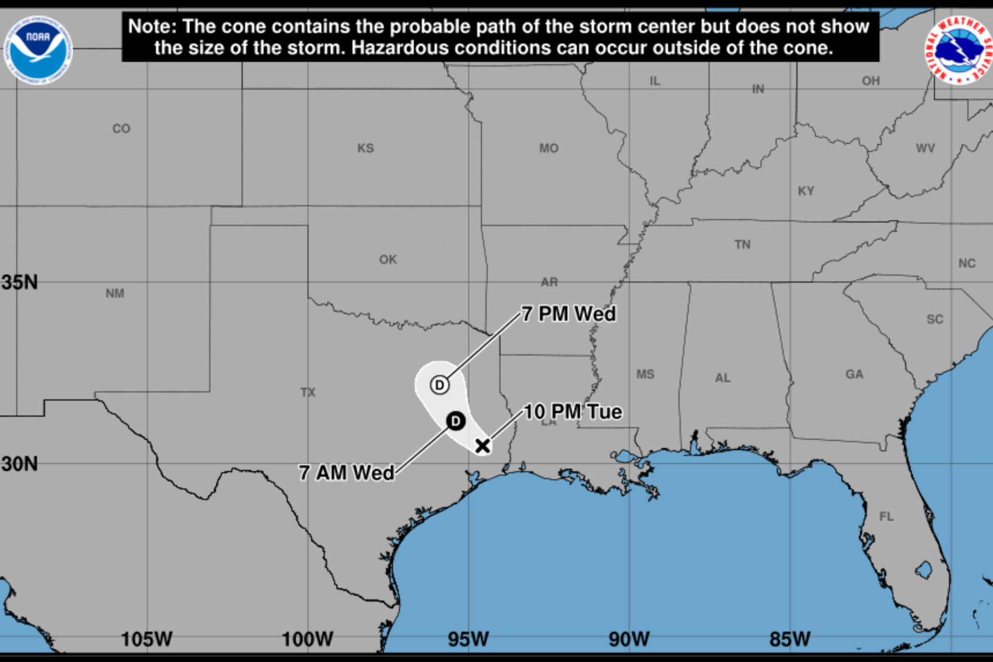 Tropical storm Edouard spaghetti models show impact zone through Texas
