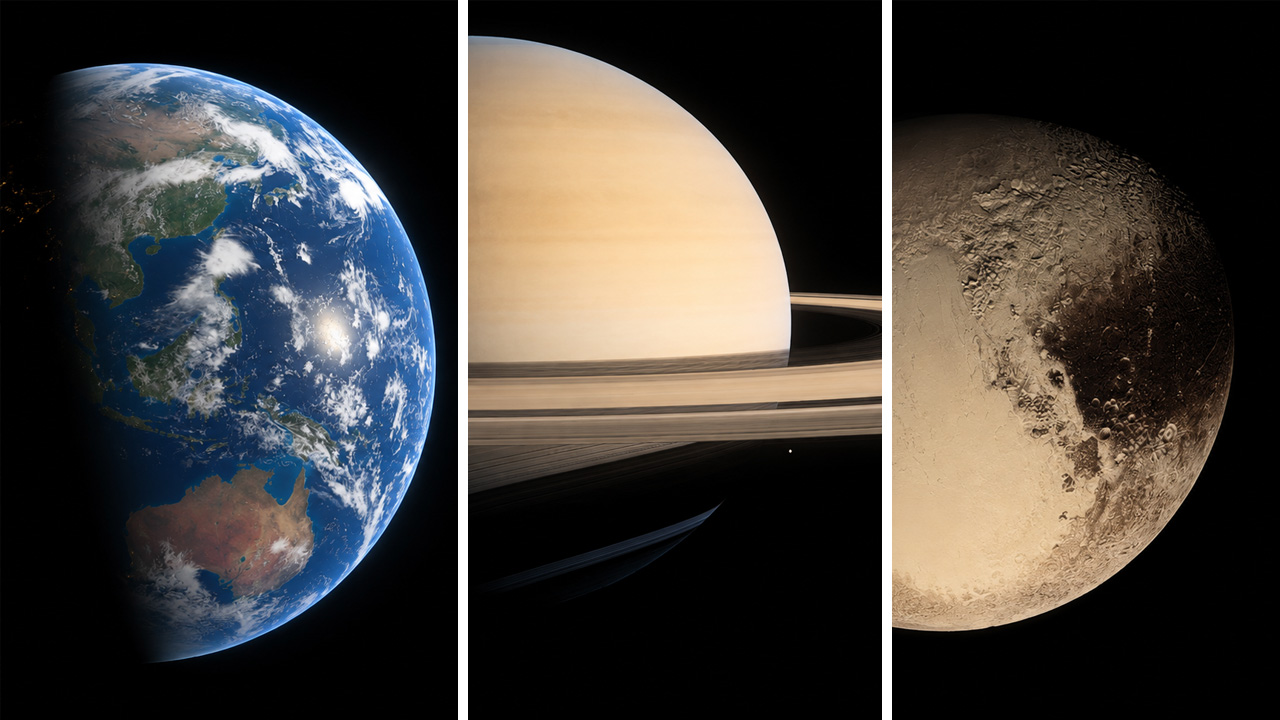 Solar system rotation speeds compared in timelapse