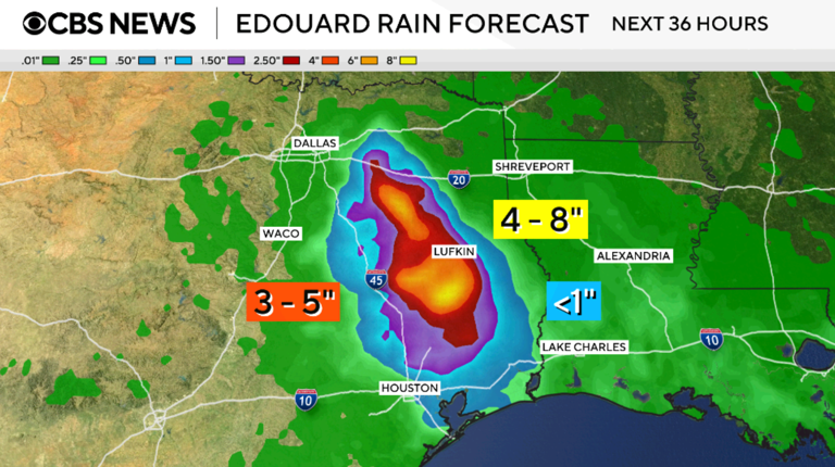 Edouard weakens to depression as heavy rain hits southeastern Texas
