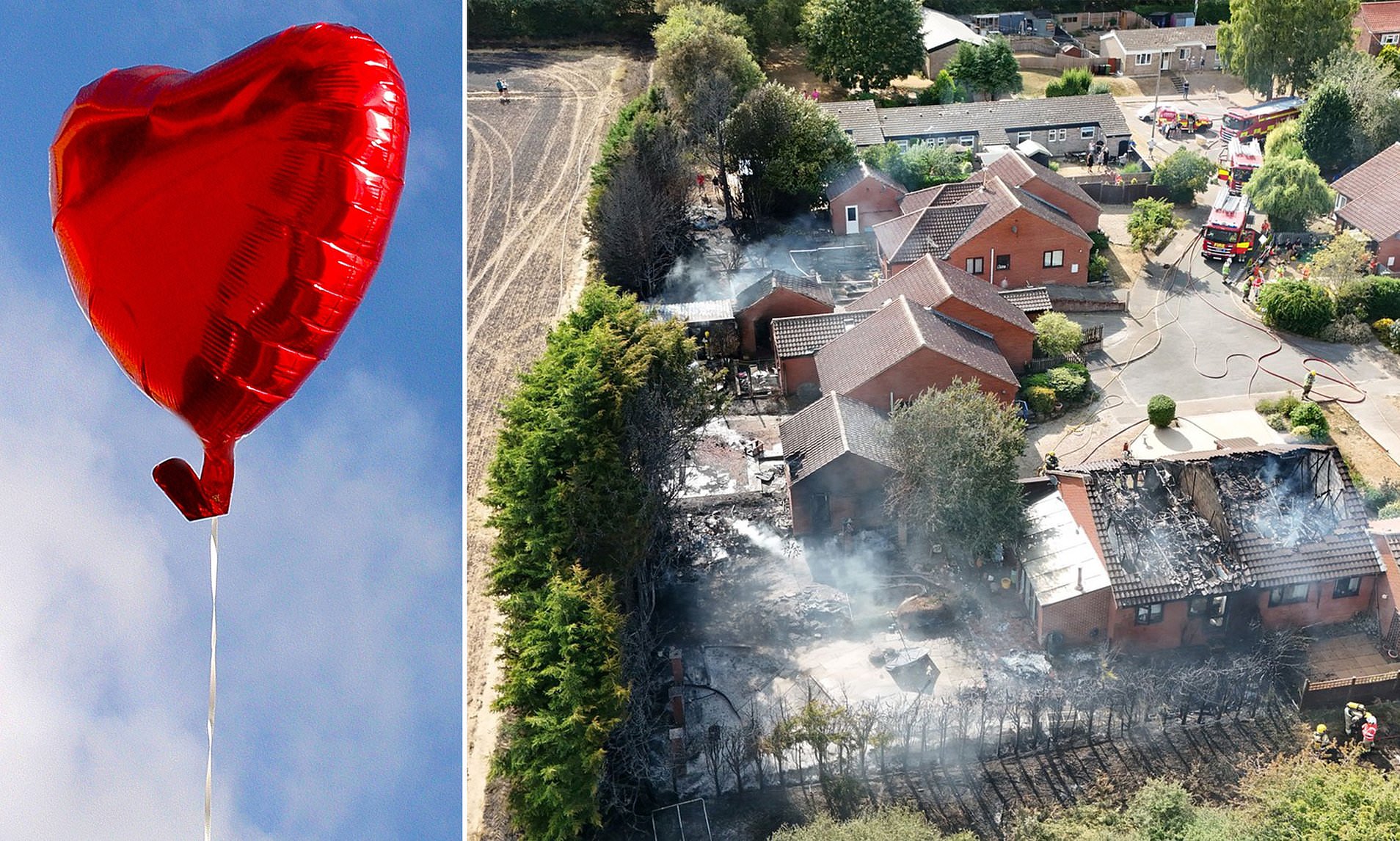 Foil party balloon touched power line and sparked heatwave field fire that destroyed 2 homes