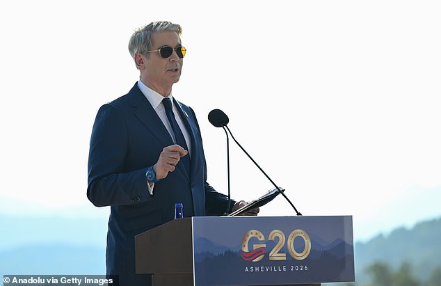 Treasury Secretary Scott Bescent speaks at the conclusion of the G20 Summit of finance ministers at the Omni Grove Park Inn in Asheville, North Carolina, on Tuesday