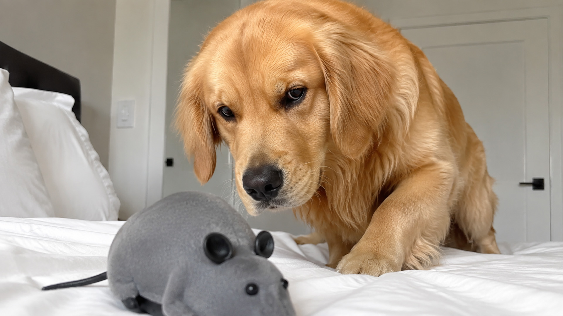 Golden retriever has mouse questions