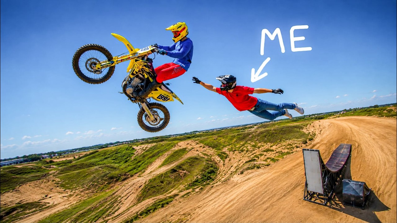 Can I land on a dirt bike mid air?
