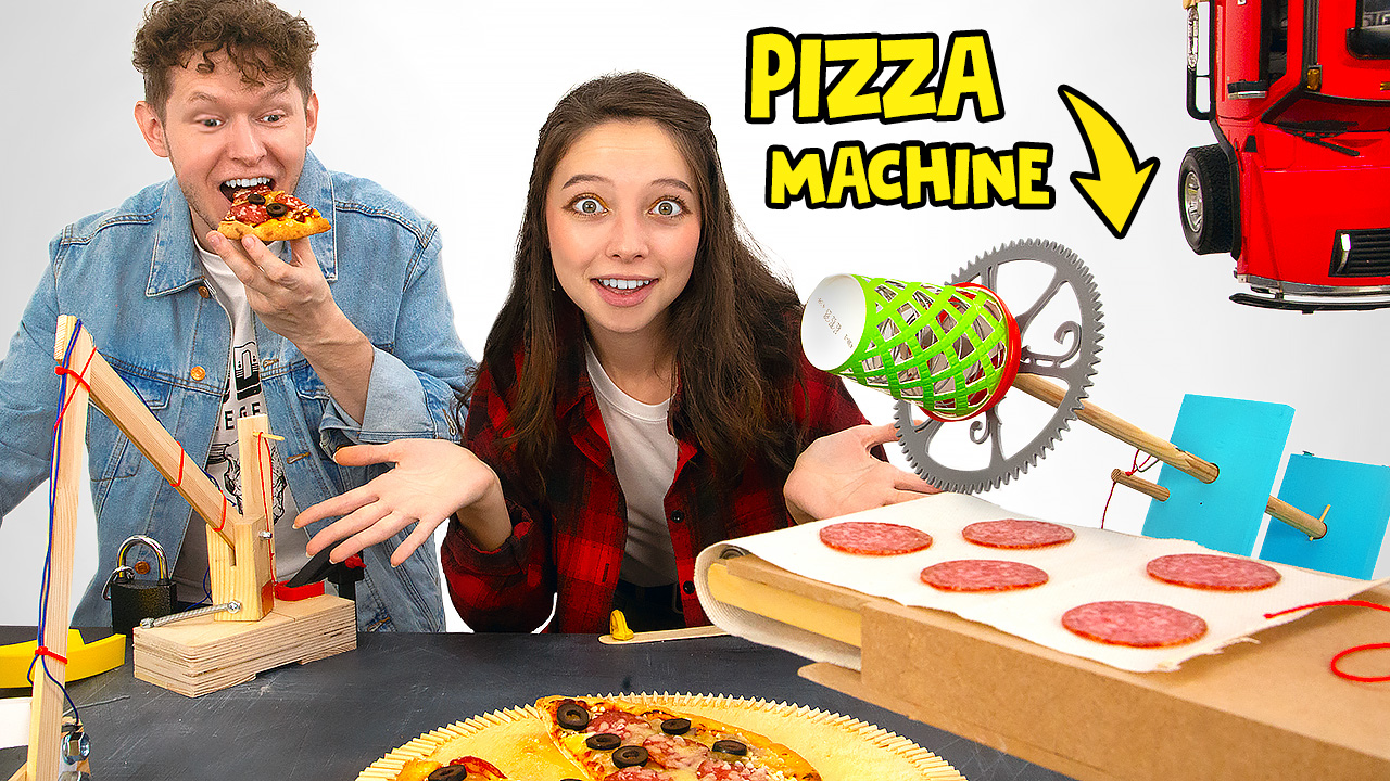 Creative Rube Goldberg machine for making delicious pizza