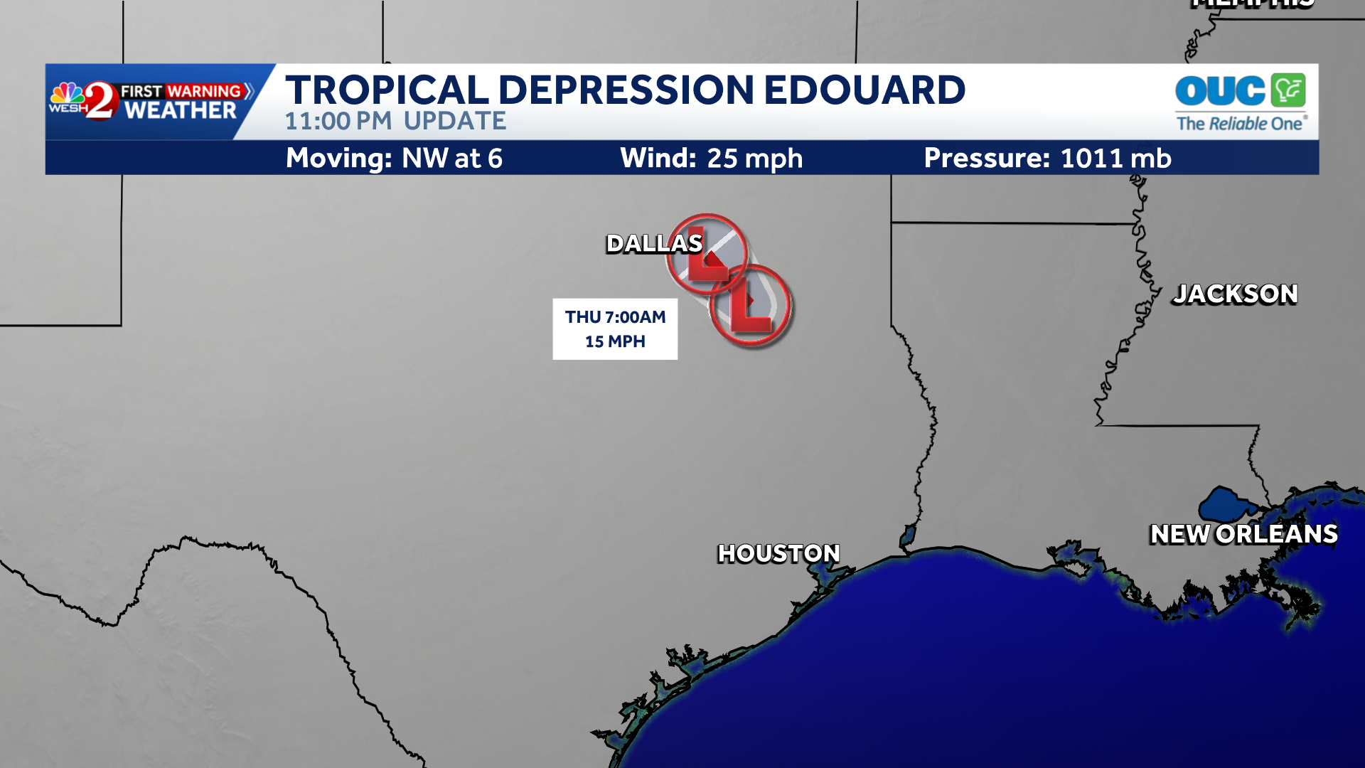 Tropical Depression Edouard continues bringing heavy rain to east Texas, NHC says