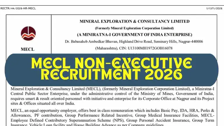 MECL non-executive recruitment 2026: Notification out for 122 posts ...