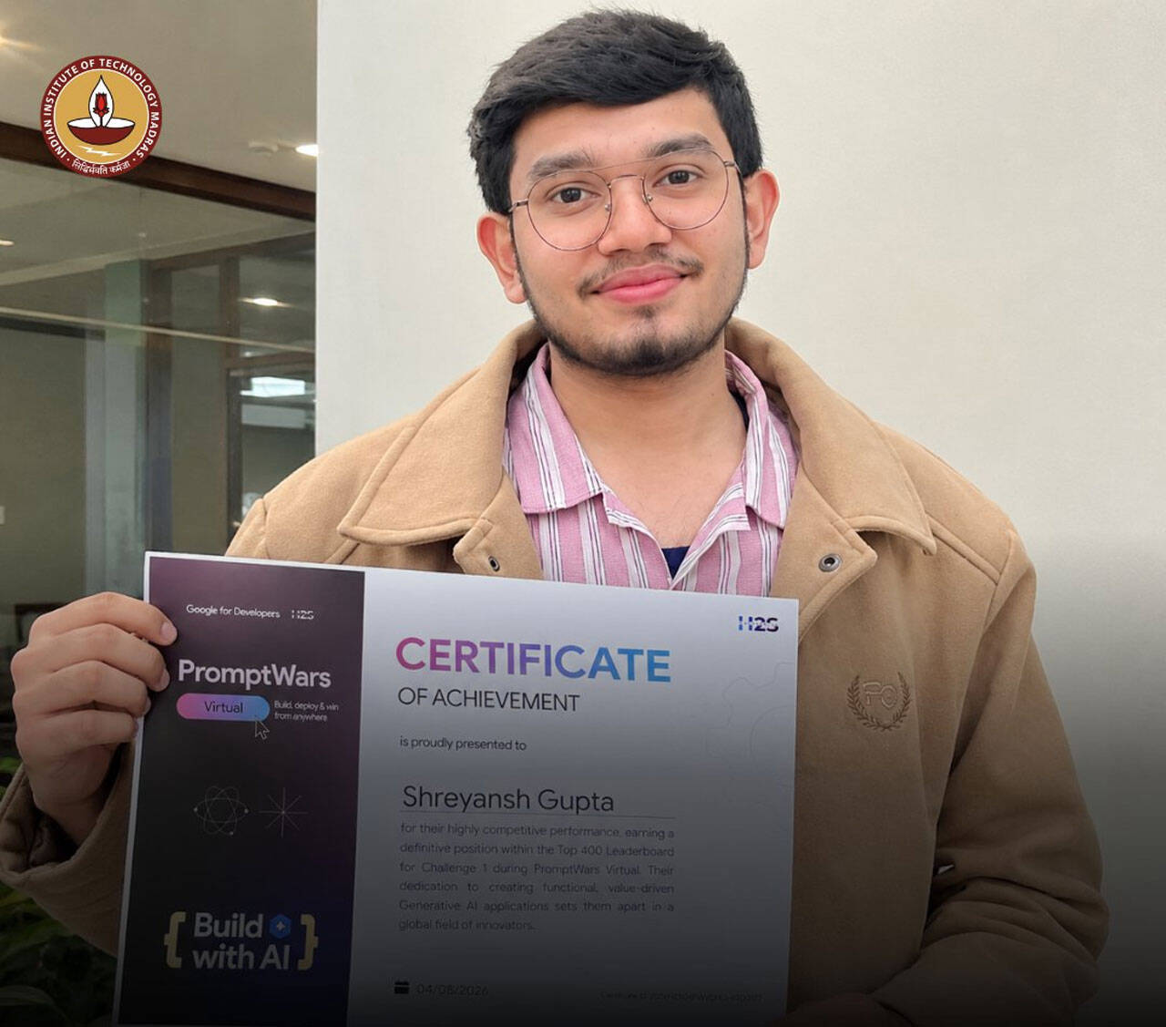 IIT Madras student ranks among top 0.6% in Google for Developers ...