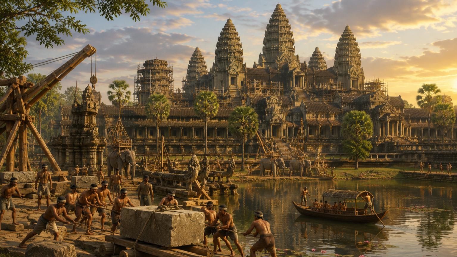 Angkor Wat used more stone than the Great Pyramid and covered four ...