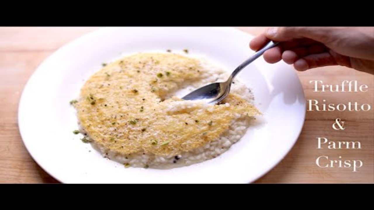 Creamy truffle risotto with a crispy parmesan finish