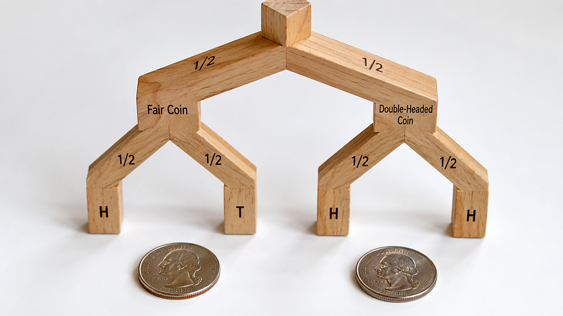 The probability puzzle that never reaches zero, a Bayesian coin flip story