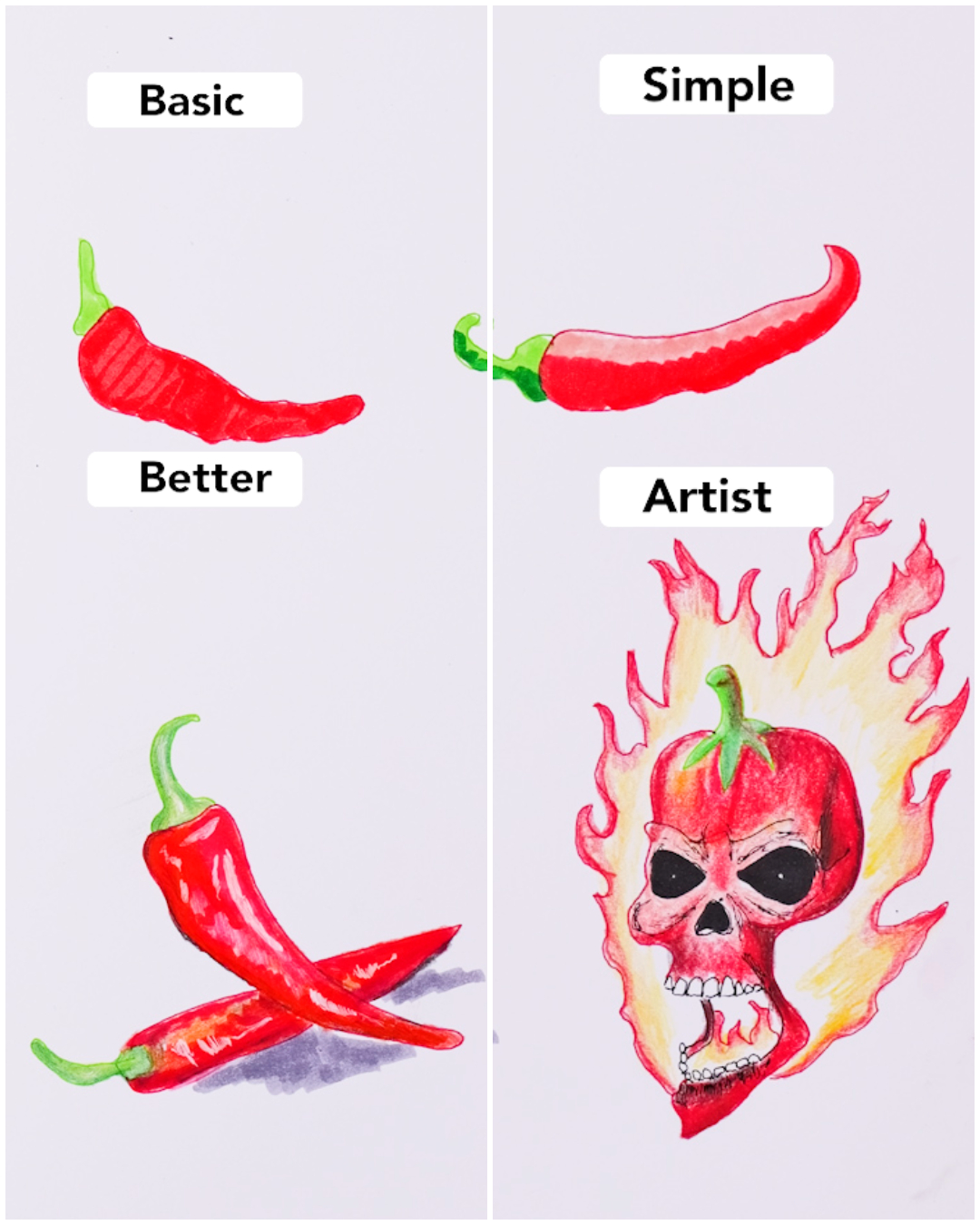 A comparison between drawing levels! 💯 ️
