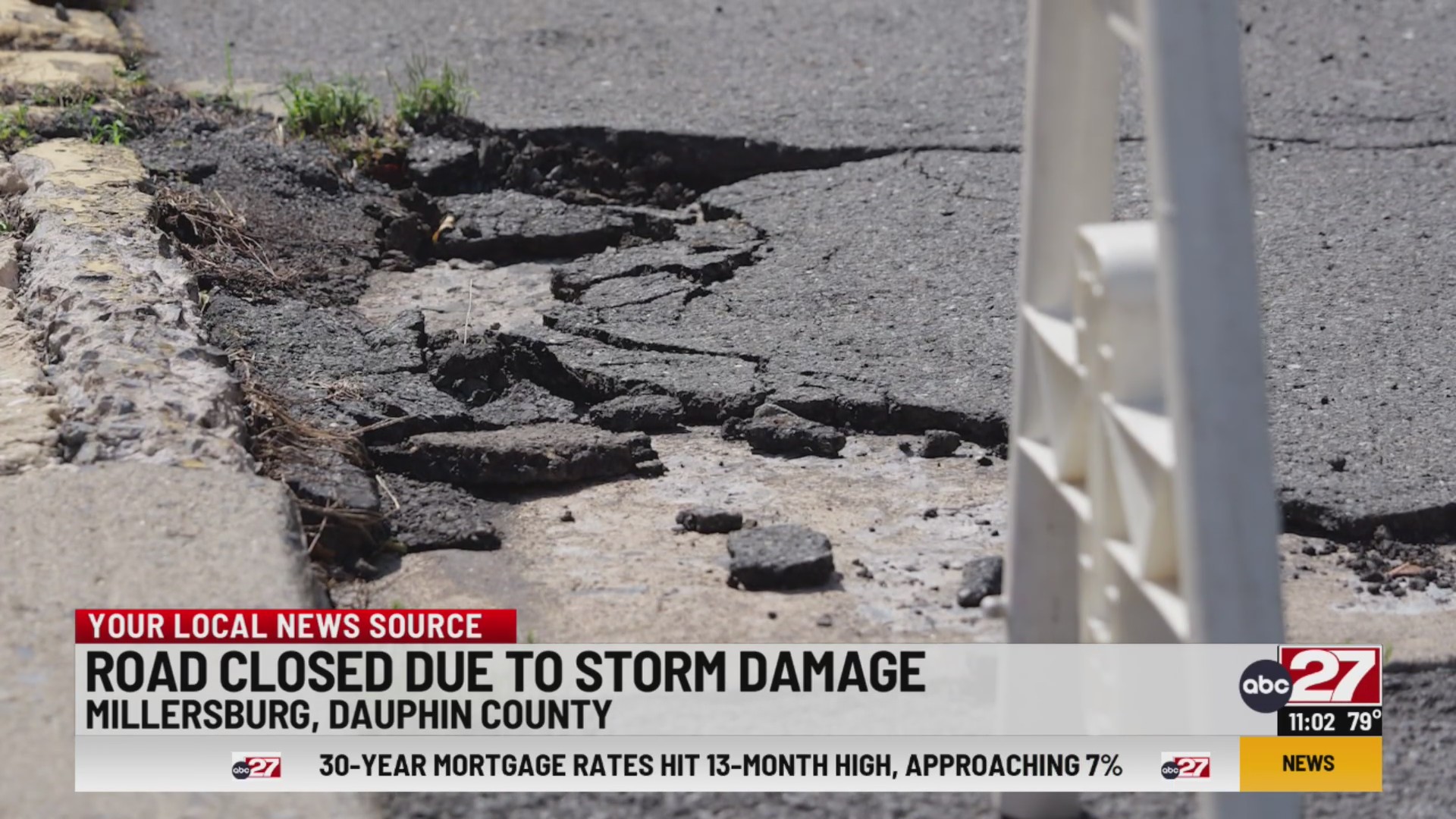 Road closed due to storm damage in Millersburg