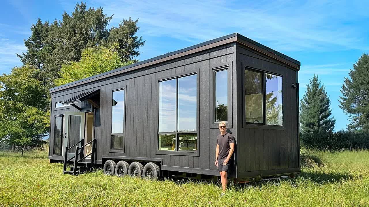 First look at the new prefab tiny home with 12' ceilings!