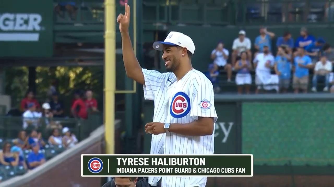 Moment: NBA star Haliburton hurls first pitch in Chicago
