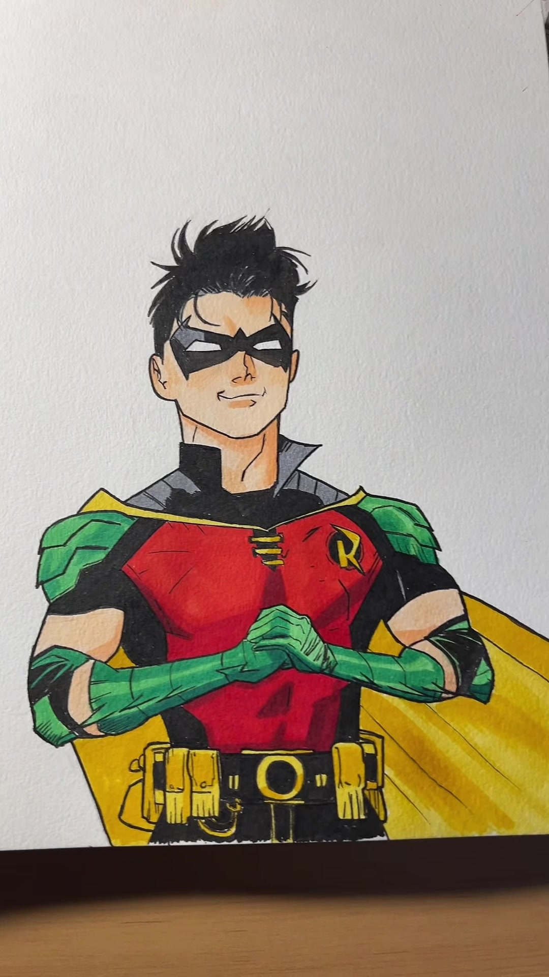 Creating Tim Drake fan art with markers