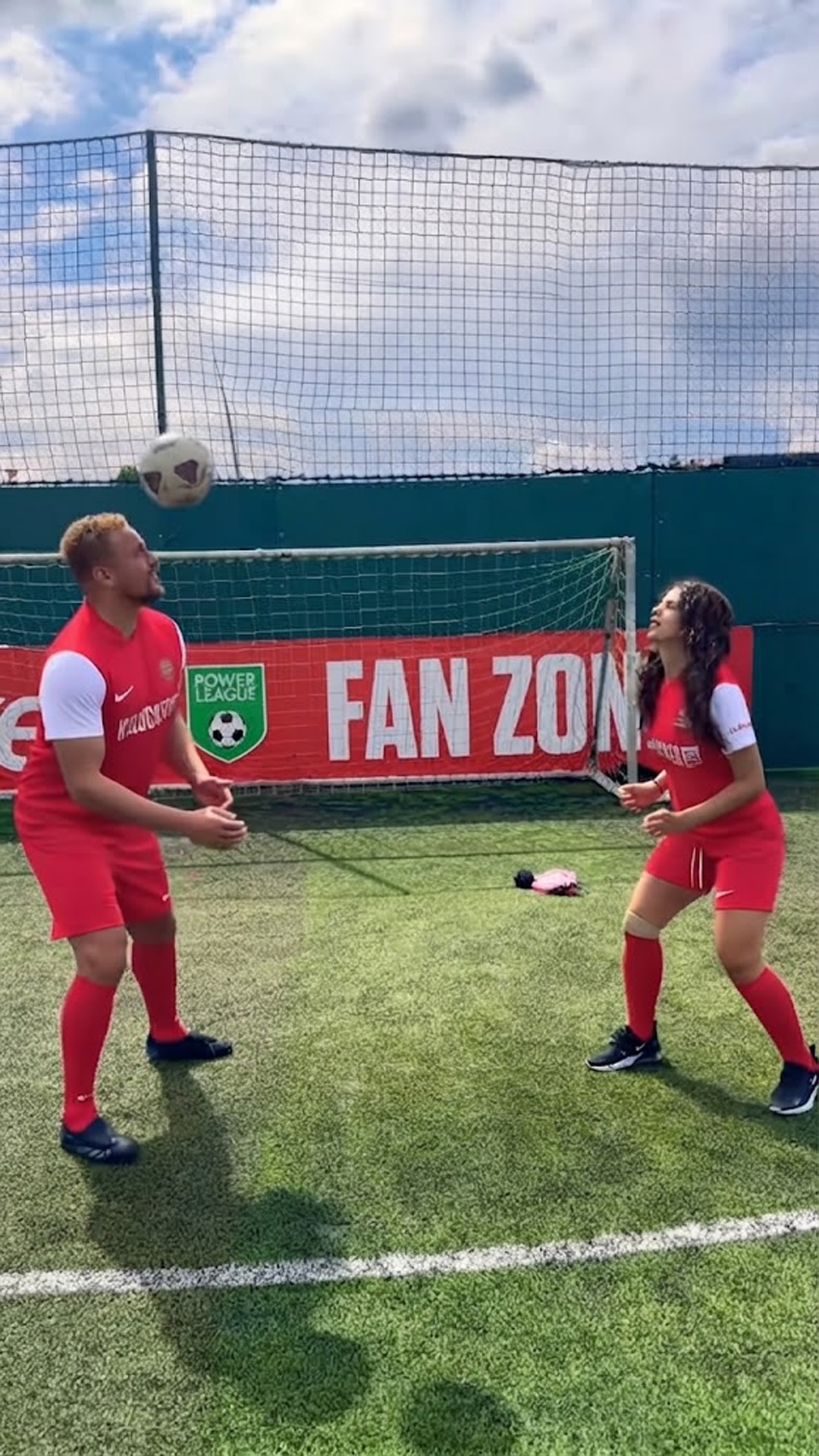 Testing football heading skills alongside a former Premier League player