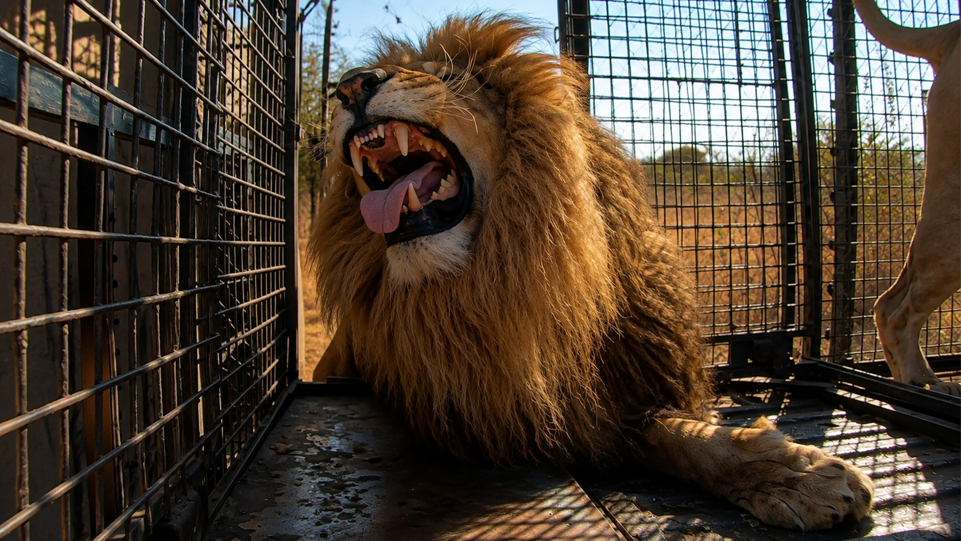 This lion’s aggression had to be controlled
