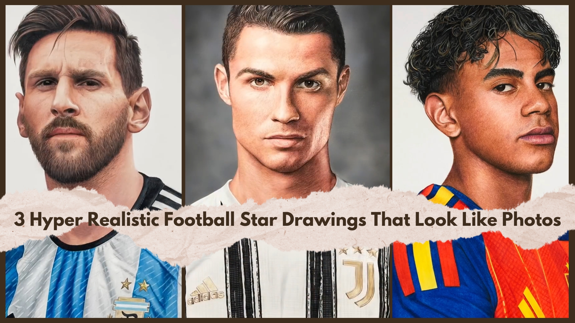 3 hyper realistic football star drawings that look like photos