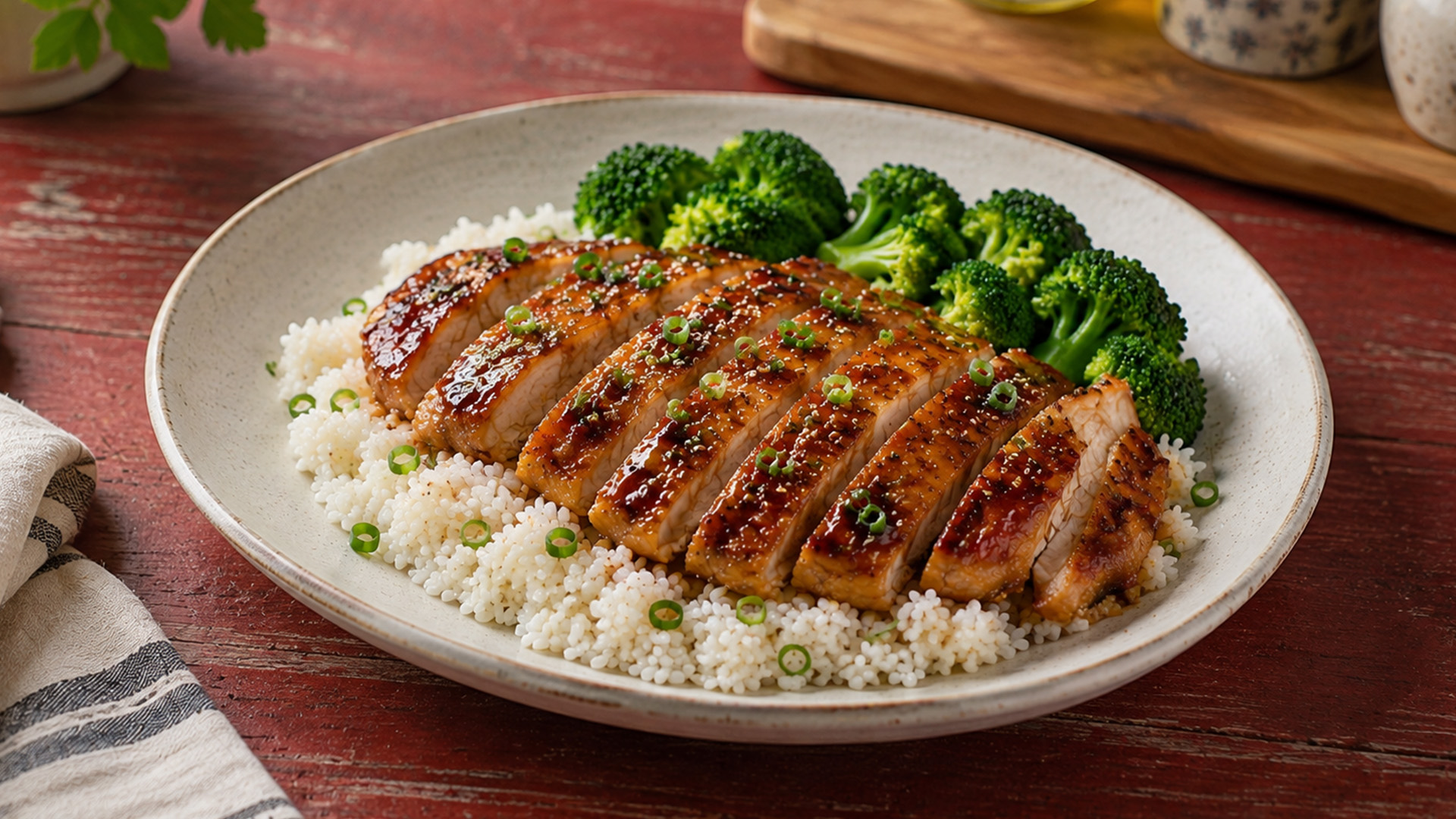 Honey and soy sauce create a rich chicken glaze