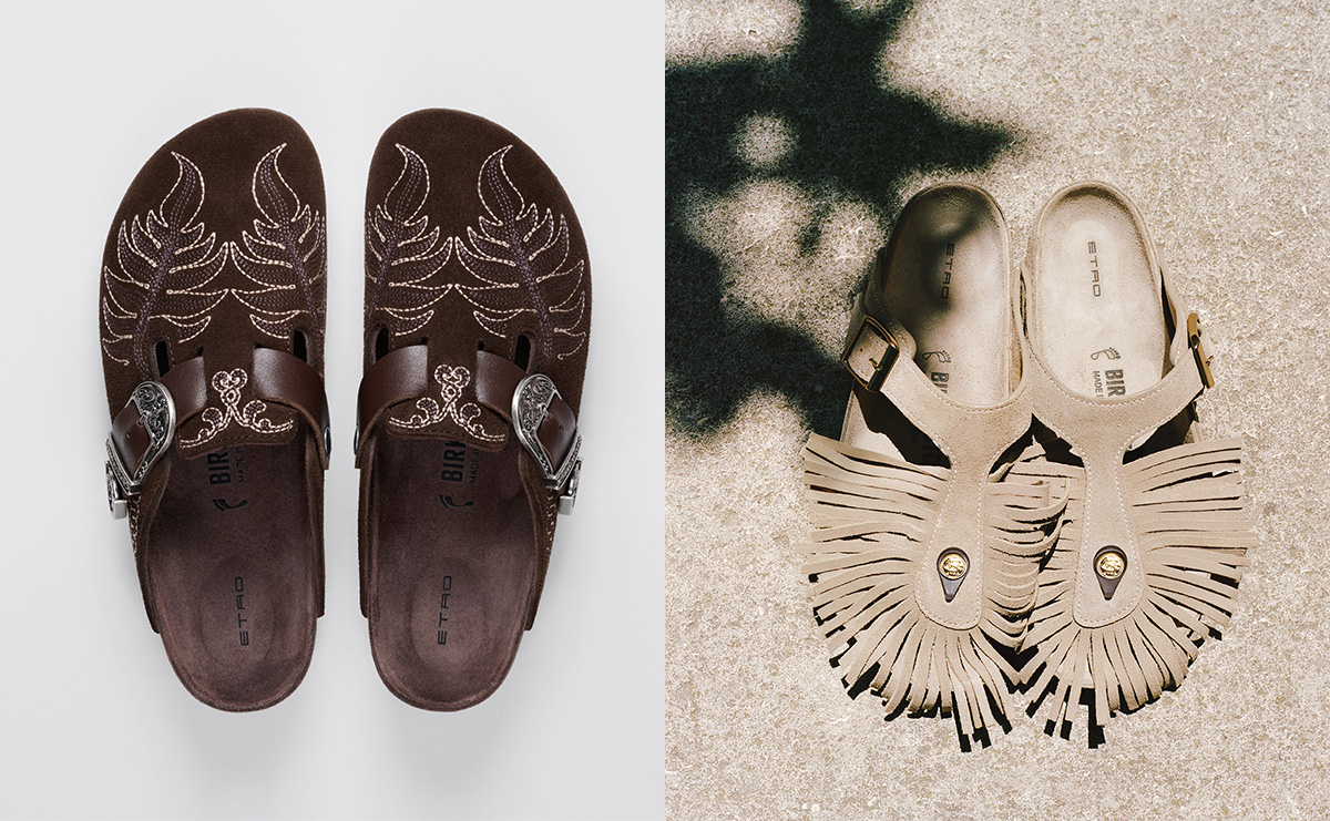 Birkenstock and Etro Boston clogs, Gizeh sandals: Release date, info