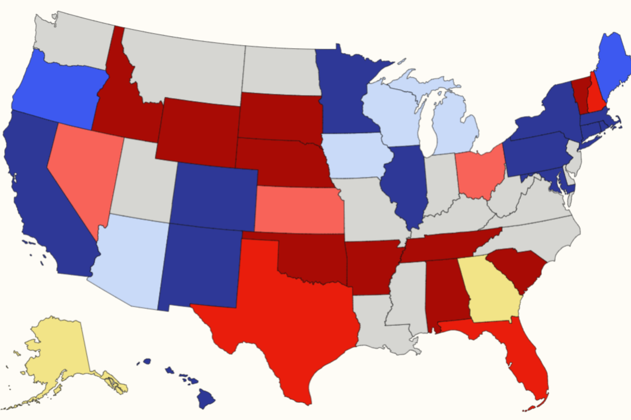 Map shows election forecast update as races shift toward Democrats