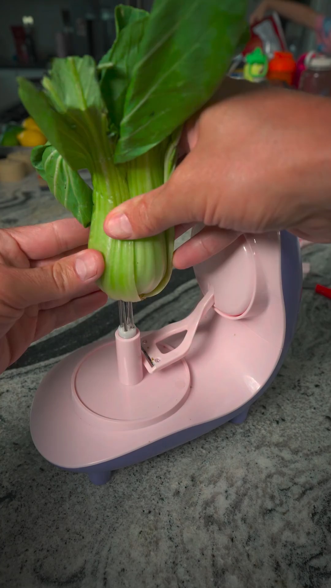 Peeling bok choy ASMR moment
