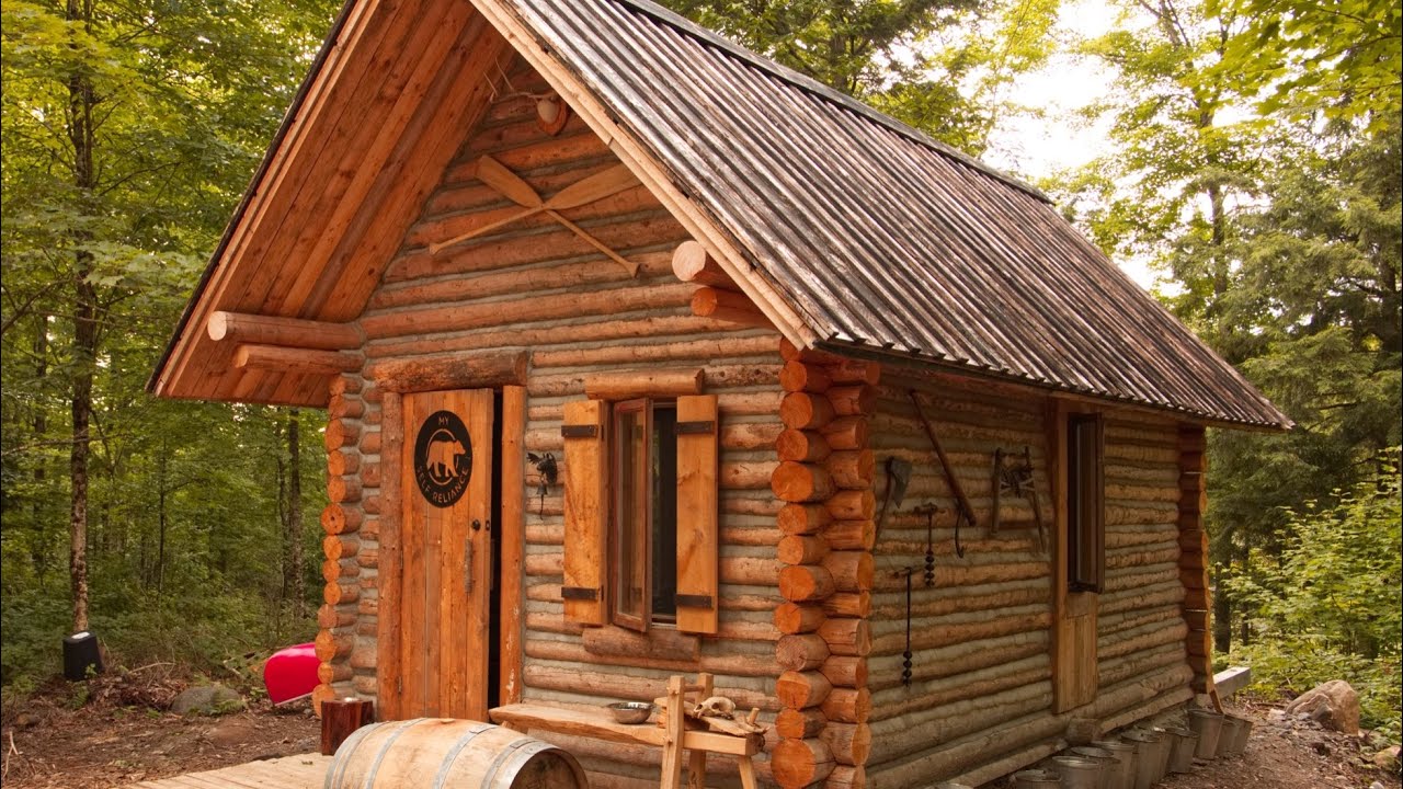 Log cabin building timelapse, by one man
